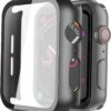 Misxi 2 Pack Hard PC Case with Tempered Glass Screen Protector Compatible with Apple Watch SE Series 6 Series 5 Series 4 - Black + Black, 40mm
