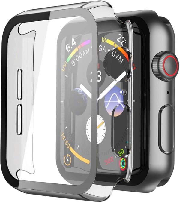 Misxi 2 Pack Hard PC Case with Tempered Glass Screen Protector Compatible with Apple Watch Series 6 SE Series 5 Series 4 40mm - Transparent