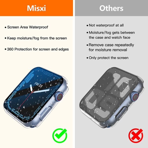 Misxi 2 Pack Waterproof Hard Case with Tempered Glass Compatible with Apple Watch Series 6 SE Series 5 Series 4 40mm, Ultra-Thin Durable Protective Cover for iWatch Screen Protector, Matte Transparent - Image 2