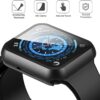 Misxi 2 Pack Hard PC Case with Tempered Glass Screen Protector Compatible with Apple Watch Series 7 45mm, Ultra-Thin Scratch Resistant Overall Protective Cover for iWatch S7, 1 Black+1 Transparent - Image 3