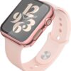 Misxi 2 Pack Hard PC Case with Tempered Glass Screen Protector Compatible with Apple Watch Series 6 SE Series 5 Series 4, 1 Rose Pink + 1 Transparent, 40mm - Image 4