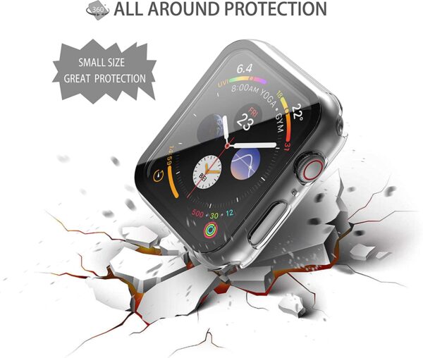 Misxi 2 Pack Hard PC Case with Tempered Glass Screen Protector Compatible with Apple Watch Series 6 SE Series 5 Series 4 40mm - Transparent - Image 4