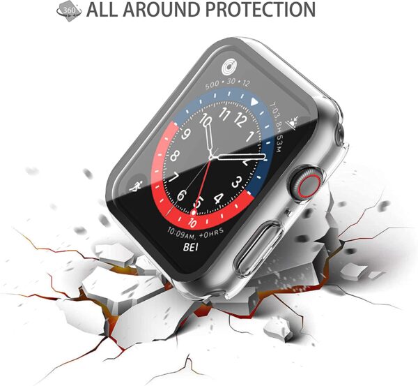 Misxi 2 Pack Hard PC Case with Tempered Glass Screen Protector Compatible with Apple Watch Series 7 41mm, Ultra-Thin Scratch Resistant Overall Protective Cover for iWatch S7, Transparent - Image 4