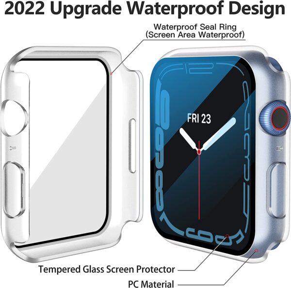 Misxi 2 Pack Waterproof Hard Case with Tempered Glass Compatible with Apple Watch Series 6 SE Series 5 Series 4 40mm, Ultra-Thin Durable Protective Cover for iWatch Screen Protector, Matte Transparent - Image 4