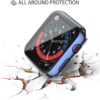 Misxi 2 Pack Hard PC Case with Tempered Glass Screen Protector Compatible with Apple Watch Series 7 45mm, Ultra-Thin Overall Protective Cover for iWatch S7, 1 Blue + 1 Transparent - Image 7