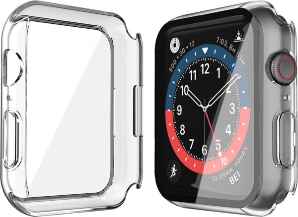 Misxi 2 Pack Hard PC Case with Tempered Glass Screen Protector Compatible with Apple Watch Series 7 41mm, Ultra-Thin Scratch Resistant Overall Protective Cover for iWatch S7, Transparent - Image 5