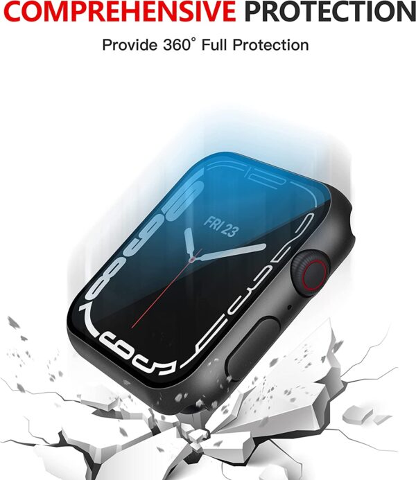 Misxi 2 Pack Waterproof Black Hard Case with Tempered Glass Compatible with Apple Watch Series 6 SE Series 5 Series 4 44mm, Ultra-Thin Durable Protective Cover for iWatch Screen Protector - Image 6