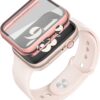Misxi 2 Pack Hard PC Case with Tempered Glass Screen Protector Compatible with Apple Watch Series 6 SE Series 5 Series 4, 1 Rose Pink + 1 Transparent, 40mm - Image 8