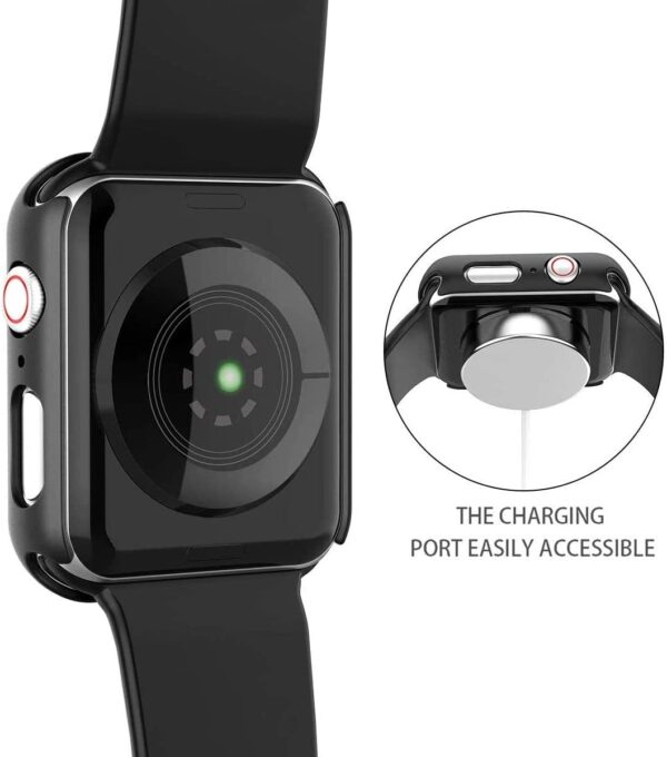 Misxi 2 Pack PC Case with Tempered Glass Screen Protector Compatible with Apple Watch Series 6 SE Series 5 Series 4 44mm, Overall Shockproof Protective Cover for iWatch, 1 Black + 1 Transparent - Image 8