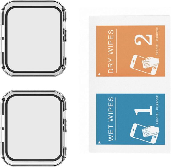 Misxi 2 Pack Hard PC Case with Tempered Glass Screen Protector Compatible with Apple Watch Series 6 SE Series 5 Series 4 40mm - Transparent - Image 8