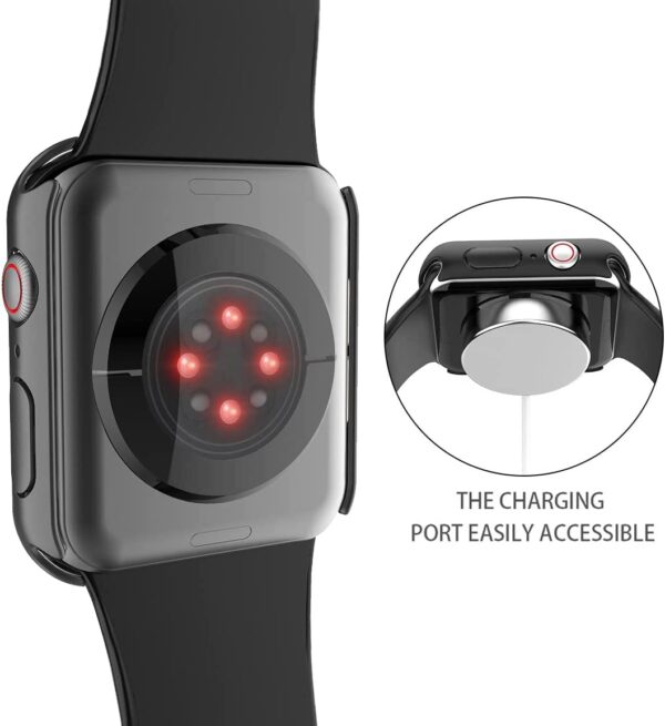 Misxi 2 Pack Hard PC Case with Tempered Glass Screen Protector Compatible with Apple Watch Series 7 45mm, Ultra-Thin Scratch Resistant Overall Protective Cover for iWatch S7, Black - Image 6
