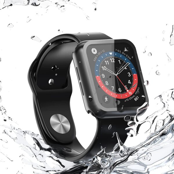 Misxi 2 Pack Waterproof Black Hard Case with Tempered Glass Compatible with Apple Watch Series 6 SE Series 5 Series 4 44mm, Ultra-Thin Durable Protective Cover for iWatch Screen Protector - Image 8