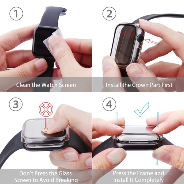 Misxi 2 Pack Hard PC Case with Tempered Glass Screen Protector Compatible with Apple Watch Series 7 41mm, Ultra-Thin Scratch Resistant Overall Protective Cover for iWatch S7, Transparent - Image 9