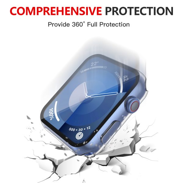 Misxi [2 Pack] Waterproof Hard Case with Tempered Glass Compatible with Apple Watch Series 9 (2023) Series 8 Series 7 41mm, Ultra-Thin Tough Cover for iWatch Screen Protector, Matte Transparent - Image 5